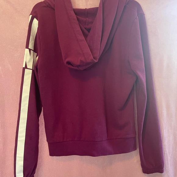 PINK Victoria's Secret Tops - PINK Victoria's Secret Maroon Hoodie with White Accents